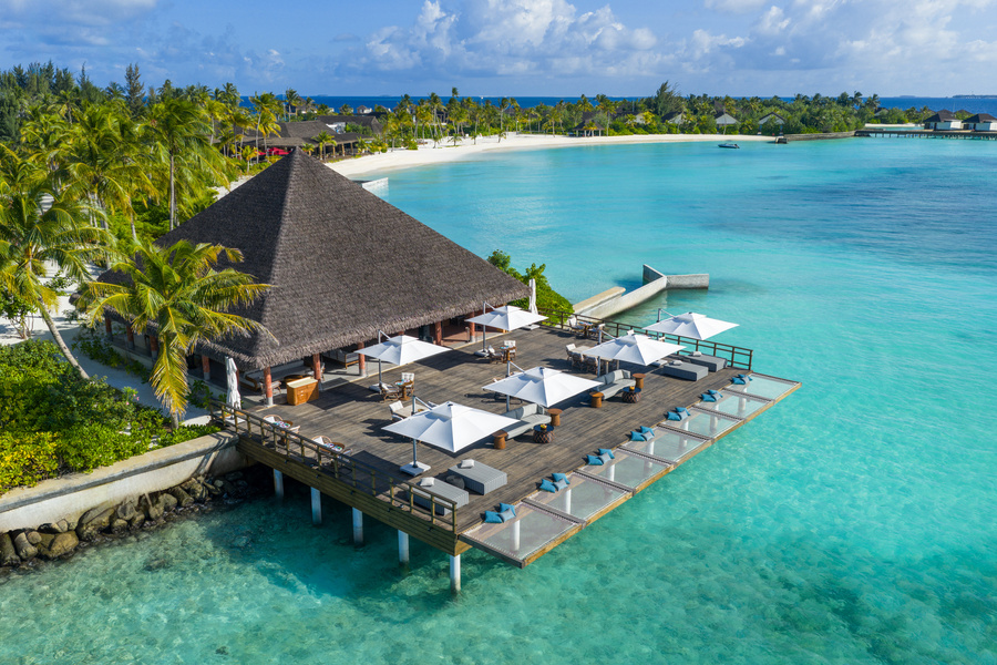 The Cocoon beside the turquoise lagoon
